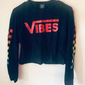 Black crop top with long sleeves